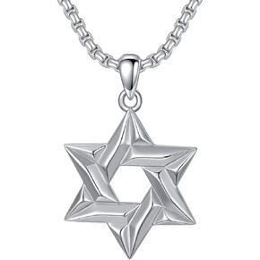 Star of David Necklace Sterling Silver Jewish Necklace for Men