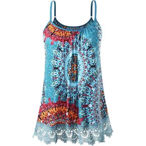 Air Curvey Flowy Camisole for Women Build in Bra Summer Outfit Pleated Lace Trim Cami Adjustable Strap Tank Top 2025