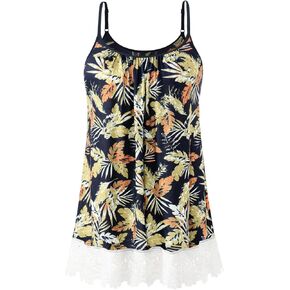 Air Curvey Flowy Camisole for Women Build in Bra Summer Outfit Pleated Lace Trim Cami Adjustable Strap Tank Top 2025 in Kuwait