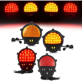 HECASA LED Pair Brake Light & Turn Signal Light Compatible with Humvee M35 M998 Replacement for 12422957 12422958 Red Lens Rear Tail Lamp & Yellow Lens Turn Signal Lamp 4Pcs - Driver & Passenger Side