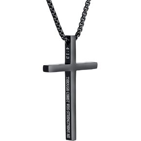 قلادة Muerdou Cross للرجال عبر قلادة قلادة قلادة الكتاب المقدس قلادة من الفولاذ المقاوم للصدأ
