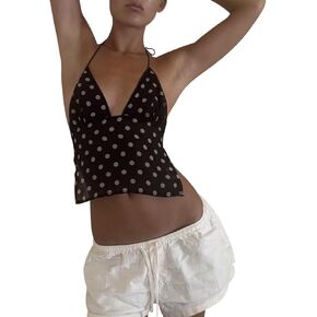Y2k Sexy Going Out Tank Tops for Women Lace Trim Sheer Spaghetti Strap Camisole Aesthetic Spring Break Outfit