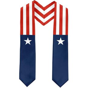 Liberia Flag International Graduate Satin Stole Scarf with National Flag Design 72" Graduation Sash