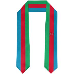 Azerbaijan Flag Graduation Stole Satin Stole Scarf for Study Aboard International Students 72" Length