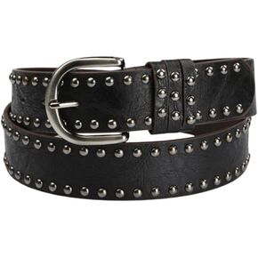 SUOSDEY Women Leather Rivets Belts for Jeans Pants Dresses Studded Leather Belts with Silver Buckle