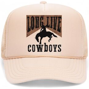Long Live Cowboys Trucker Hat | Vintage Streetwear Cowgirl Western Country Trendy | Premium Foam Snapback Hat for Men & Women