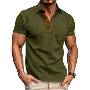 Men's Polo Shirts Short Sleeve Golf Polo T Shirt Lightweight Casual Button Down Shirts Summer Collared with Pocket