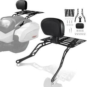 مسند الظهر للركاب الخلفي القابل للفصل مع مجموعة رف الأمتعة مناسبة لإكسسوارات Can-Am Spyder F3-S F3-T 2015-2025 (النمط الأسود غير اللامع)