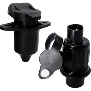 HiSport 12V Trailer Adapter, Black Plastic Trailer Connector 3 Pin Weatherproof Trailer Plug Wiring Connector Adapter Socket