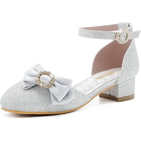 Girls Dress Shoes Princess Closed Toe Chunky Kids High Heels Girls Pump Ankle Strap Wedding Party Girls Shoes
