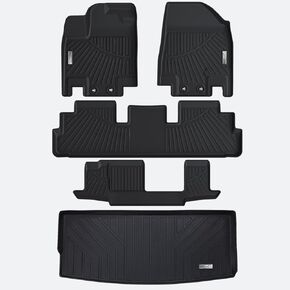 Floor Mats & Cargo Liner for 2022 2023 2024 2025 Nissan Pathfinder 8 Passenger/Infiniti QX60 7 Passenger,TPE All Weather Protection Slush Trunk mat