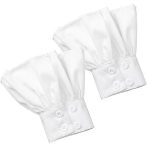 Women's Fake Sleeve Cuffs 1 Pair White Versatile Shirt Cuffs Fashion Pleated Oversleeve Detachable French Shirt Gloves Suit Sleeve Extender for Sweater Suit Blouse Coat Clothing Accessories