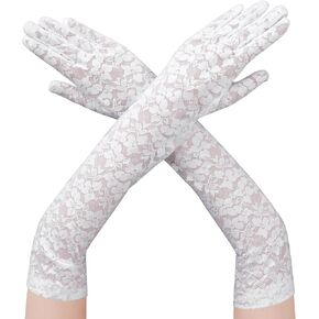 Lusofie lace gloves women Elbow Length long gloves women formal Floral opera gloves for for Wedding Dinner Party Opera Gloves