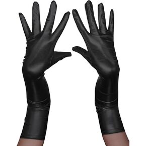 ATHX Women's Shiny Metallic Gloves Costume 1980s Wet Look Elbow Length Halloween Cosplay Y2K Trendy Long Gloves