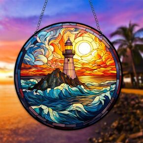 Hotiyok Lighthouses Window Hangings Acrylic Beacon Light Plans Close Decor