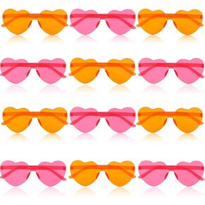 Pink & Orange Bachelorette Party Sunglasses - Heart-Shaped, Plastic, Bulk Pack