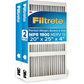 Filtrete 20x20x4 AC Furnace Air Filter ، MERV 13 ، MPR 1900 ، Premium Poxlergen ، Bacteria & Virus Filter ، Filter Electrostatic Air Cleaning ، 2 pack (الحجم الفعلي 19.75 × 19.75 × 4.31 بوصة)