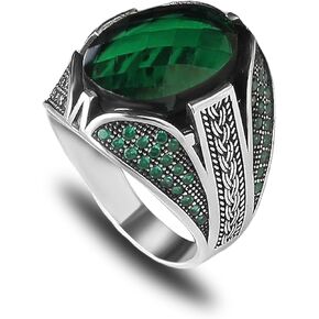 925 sterling silver men emerald stone fling ، حلقة حجرية خضراء مصنوعة يدويًا للرجال ، حلقة من الأحجار الكريمة الفضية ، حلقة فضية مع حجر الزمرد ، خاتم الفضة للرجال ، هدية له ، هدية للرجال ، KSR-040