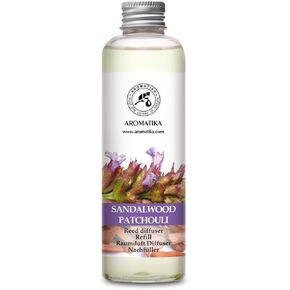 Reed Diffuser Refill Sandalwood & Patchouli 6.4FL Oz - Scented Diffuser Refill with Patchouli Essential Oil - Home Fragrance - Air Freshener - Aromatherapy - Spa - Home - Office - Boutique