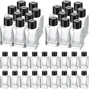 Umigy 50 Set Glass Diffuser Bottles Reed Diffuser Empty Jars Clear Fragrance Bottle with Black Caps 50ml 1.7 oz Essential Oil Jars for DIY Fragrance
