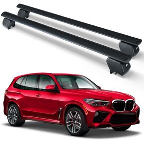 300 LBS Heavy Duty Cross Bars Roof Rack Compatible for 2007-2025 BMW X5 with Side Rails, Lockable & Adjustable Cargo Luggage Carrier Rooftop Top Crossbars for Cars Vehicles Suvs