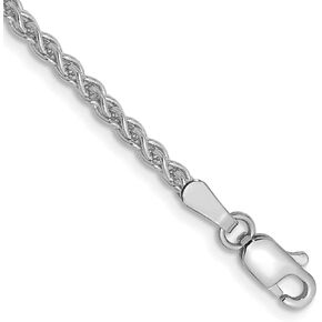 Aviarah Solid 14k الذهب الأبيض 2.1 مم spiga مع سلسلة قفل جراد البحر -7.0 "8.0" 9.0 "