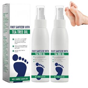 2pcs رذاذ مطهر فق القدمين مع زيت شجرة الشاي ، رذاذ مطهر ، رذاذ قدم شاي شجرة الشاي ، 100 مل/3.5 أوقية