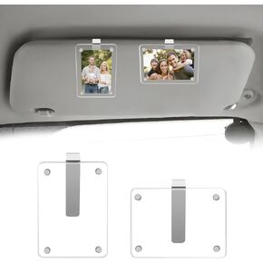 2 حزمة CAR CAR SUN VISOR FACTION ، حامل صور سيارة أكريليك ، 2.4 × 3.5 '' مقطع صور مغناطيسي ، إطار صورة للسيارة ، حامل صور السيارة للعرض الأفقي والعمودي ، هدية speical له/لها/لها.