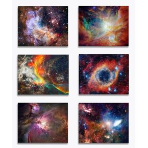LOEVOERO Outer Space Planet Wall Art Painting,for Bedroom, Livingroom, Bathroom Decor ，Posters for Kids, Boys or Girls Room Set of 6 （ 8" x10" ） Unframed in Saudi Arabia