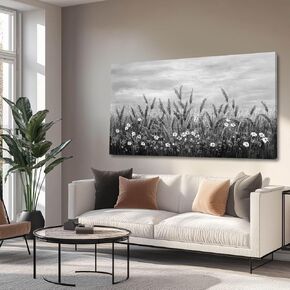 GAIDUOMAI Grey Landscape Wall Decor Lavender Flower Picture for Bedroom White Floral Artwork 24"x48" Nature Wall Art for Dining Room Kitchen
