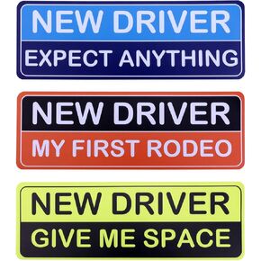 3pcs New Driver Magnet for Car, Reflective Magnetic New Driver Sticker Durable Removable Car Bumper Sticker for Novice Drivers, Student Driver Warning Sign
