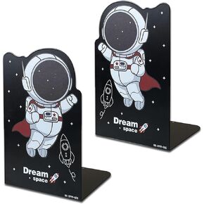 2 Pack Metal Bookends ، الرسوم المتحركة غير المنقولة الكاريكاتير غير المنقولة عن رواد الفضاء السدادة ، نهاية الكتاب المزخرف ذات الطابع الشديد بالخدمة ، تدعم رفوف الأطفال ، الغرفة ، المكتب ، الهدايا التعليمية