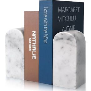Bookends Natural Marble للرفوف ، نهايات الكتب للكتب الثقيلة ، حاملي الكتب الدائمة للكتب الثقيلة المكتب المكتب المكتبي الزخرفة