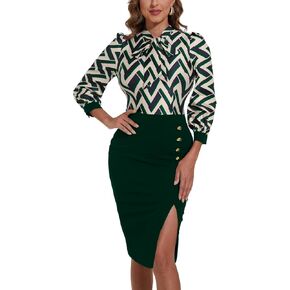 Women's Wear to Work Pencil Dresses Business Professional Midi Dress Long Sleeve Bodycon Party Dress