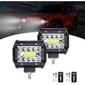 أضواء عمل LED Pack-2 LED ، 60 واط مقاوم للماء على الطرق الوعرة ، أدوات استبدال مصابيح LED ، إكسسوارات تعديل السيارات ، Universal لمعظم السيارات والشاحنات والشاحنات (أسود)