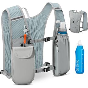 RAINSMORE Running Hydration Vest with 500ml Soft Flask, Waterproof Phone Pocket, Lightweight Hydration Pack, Adjustable No-Bounce Straps for Trail Running, Marathon, Cycling