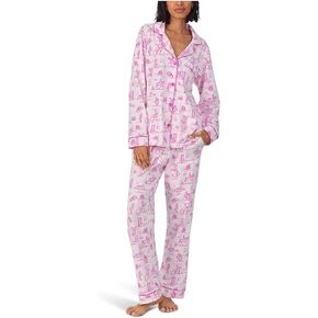 BedHead Pajamas Women's Cotton Knit Long Sleeve Notch Collar Pj Set