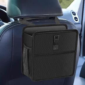 Car Trash Can, Hanging Waterproof & Leakproof Autmotive Storage Bag, Foldable Washable Vehicle Garbage Container, 2 Gallon Portable Auto Rubbish Bin for Sedan SUV Truck (Small)