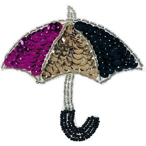 Expo International Umbrella with Multi-Colored Beaded Sequin Patch Appliques