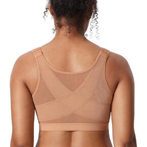 DELIMIRA Women's Inbarely Plus Posture Bras Front Closure Lightly Padded Plus Size Wireless Full Coverage Bra
