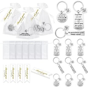 Small Keychains Gifts for Office Coworkers - Set of 12(36PCS), Employee Staff Appreciation Key Chains Bulk with Thank you Tag Card & Gift Bag, Gifts Idea for Work Team Group Social Workers