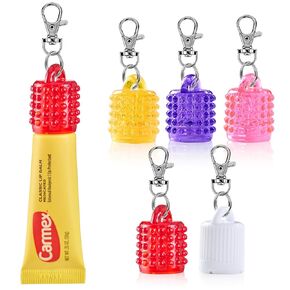 Ceychain Lip Balm Holder Cap for Carmex - Cappency Cap مع سدادة ، سلسلة مفاتيح الشفاه ، ملحق مفاتيح مريح للنساء والأمهات ، منع الخسارة (متوافق مع Carmex 0.35oz/10g)