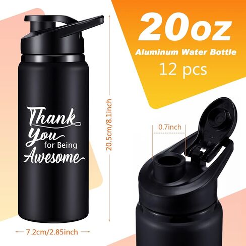 meekoo 12 Pcs Thank You for Being Awesome Aluminum Water Bottles Bulk Lightweight Sports Water Bottles Inspirational Bike Water Bottle with Snap Lids for Travel Gym Camping Hiking in Saudi Arabia