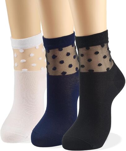 COTTON DAY Womens Summer Fashion Thin Light Weight Half Sheer Tulle Ankle Socks in Saudi Arabia