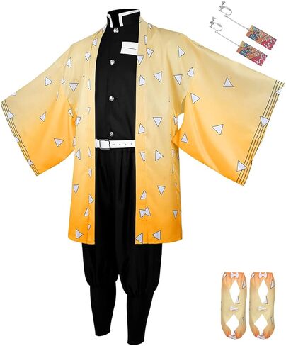 Drofe Tanjirou Zenitsu Cosplay Costume Japanese Anime Kimono Outfit Halloween in Saudi Arabia