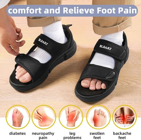 Diabetic Sandals for Men Wide Toe Swollen Feet Adjustable for Foot Pain ReliefOpen Toe Casual Athletic Sandals for Outdoor Beach Travel Summer in Kuwait