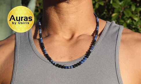 Auras by Osiris | Handmade Black Obsidian Crystal Necklace - Genuine Natural Gemstone Beaded Necklace |Healing, Protection, Grounding Talisman Mala - Choker Jewelry Gift for Girls, Womens, Mens in Saudi Arabia