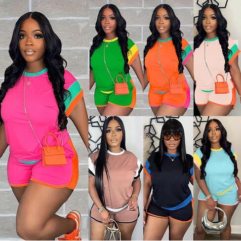 LAJIOJIO Shorts Sets Women 2 Piece Outfits,Casual Loose Short Sleeve Tops Shorts Two Piece Outfits Sweatsuits in Kuwait