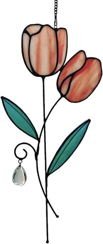 Stained Glass Bird of Paradise Window Hanging Flower Sun Catcher Home Decoration A Birthday for Family, Friends, and Colleagues. (Yellow,Green) in Kuwait