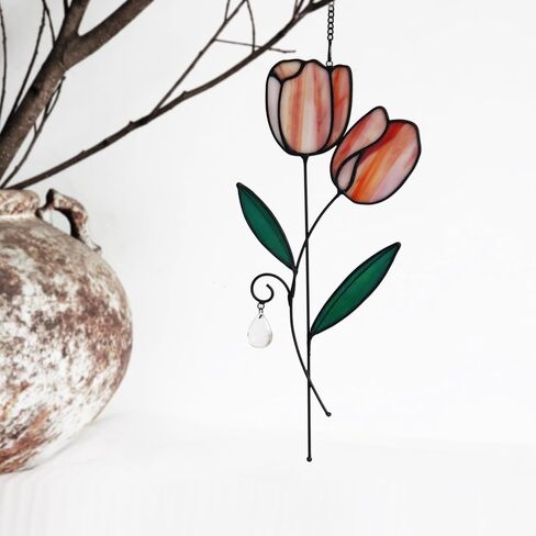 Stained Glass Bird of Paradise Window Hanging Flower Sun Catcher Home Decoration A Birthday for Family, Friends, and Colleagues. (Yellow,Green) in Kuwait
